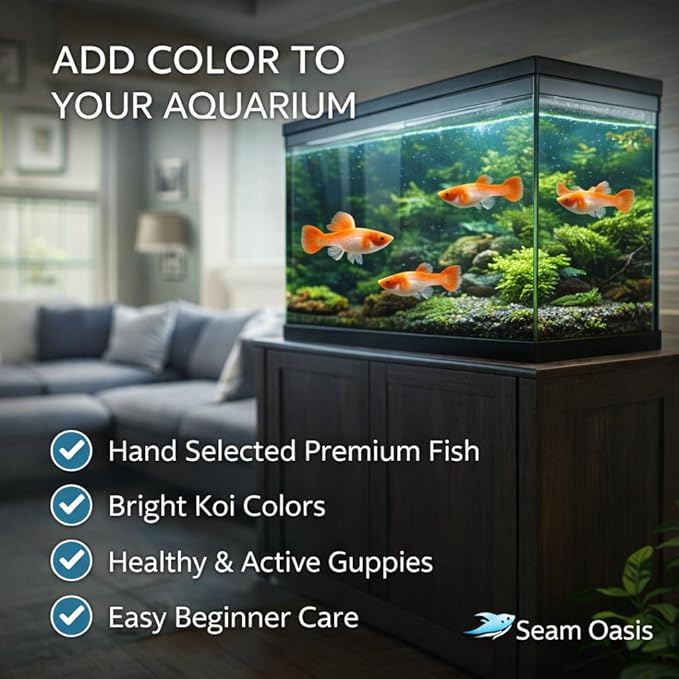 4+ Count Premium Albino Koi Red Ear Guppy Fish – Colorful Live Freshwater Guppies for Aquariums, Community Tanks & Planted Tanks – 3–4 Inch Tropical Fish