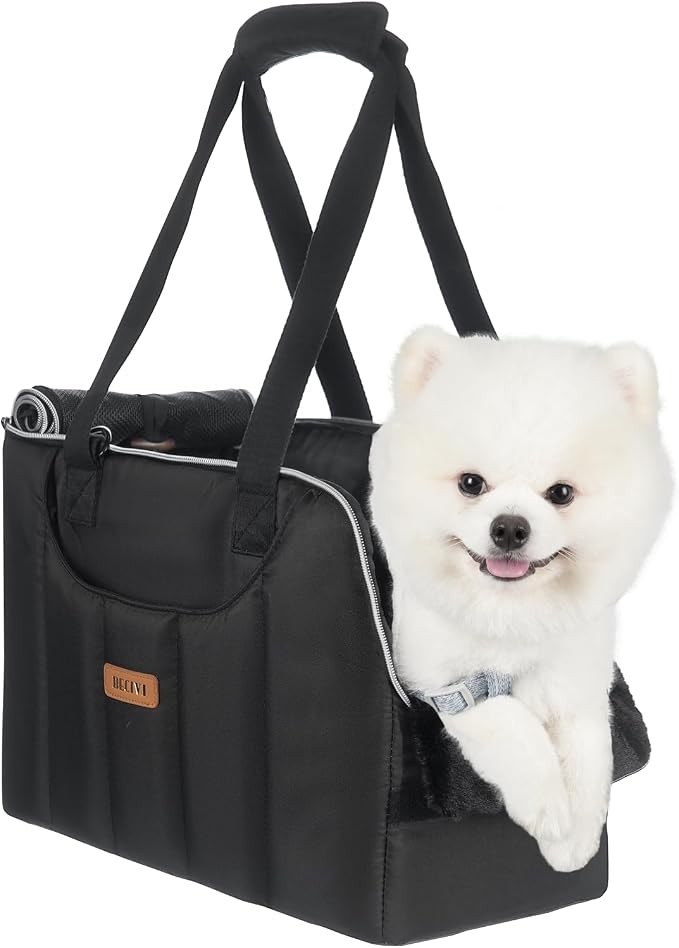 Dog Purse Carrier for Small Dogs Cats Rabbits Up to 12lbs, Lightweight Pet Sling Carriers with Crossbody Strap, Portable Puppy Soft Sided Tote Bag Carrier for Vet,Hiking,Travel Black