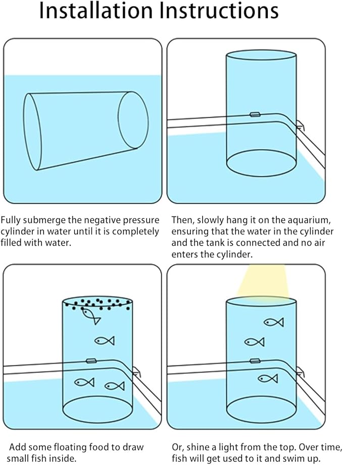 Negative Pressure Aquarium Fish Tank Kit, 3 Gallon Betta Fish Tank Starter Kit with Light and Filter, Blue Sand, Small Tropical Fish, Guppies, Goldfish, or Betta