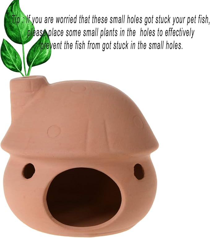 Saim Aquarium Decor Ceramic Mushroom House Ornament Fish Tank Landscape Decor for Small Shrimp to Rest and Breed, Hiding - Natural Color