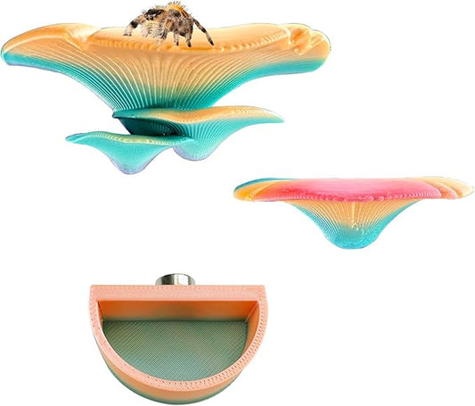 2 Pack Jumping Spider Accessories Mushroom Ledges & 1 Pack Water Bowl with Magnets for Spoods Jumping Spiders Magnetic Ledge Ladder Pet Spider Accessories (Not Included The Terrarium)