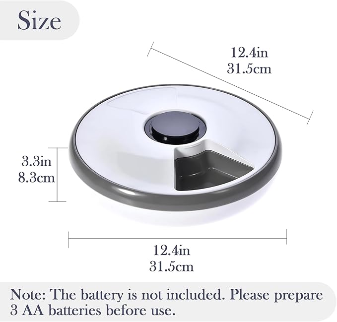 6-Meal Timed Automatic Cat & Dog Feeder with Cooling Pack, Programmable Portion Control Pet Food Dispenser for Dry & Semi-Wet Food, 12.4″×12.4″×2.99″