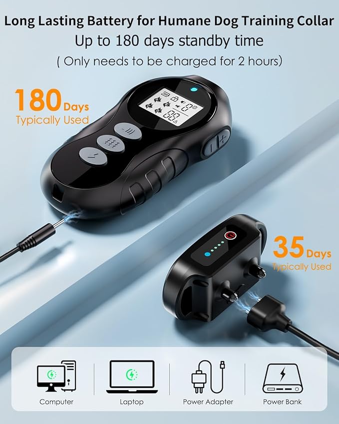 Dog Shock Collar with Remote Control for Dogs 10–120lbs, IPX7 Waterproof Dog Training Collar with Security Lock, 4 Safe Training Modes, Rechargeable Long Battery Life for Small Medium Large Dogs Bk