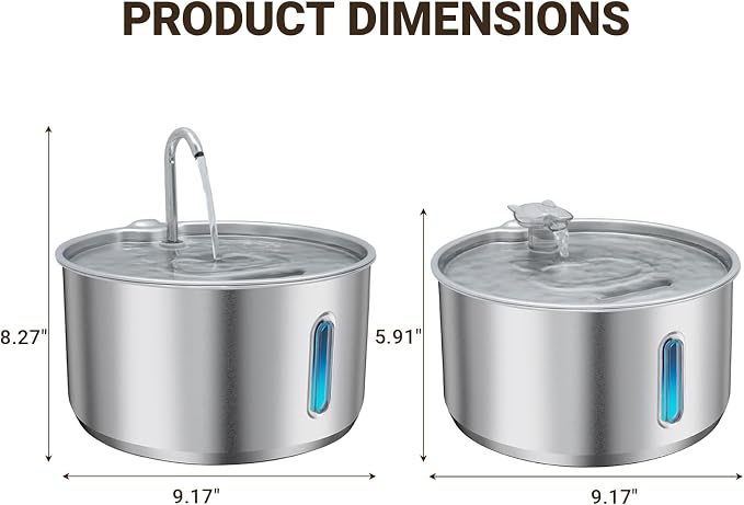 Stainless Steel Cat Water Fountain, 4L Quiet Pet Fountain for Cats & Dogs | Dog Water Fountain, 135oz Large Capacity, Small Dogs, USB Powered, 3 Flow Options, Triple Filtration, 4 Filters & 4 Sponges
