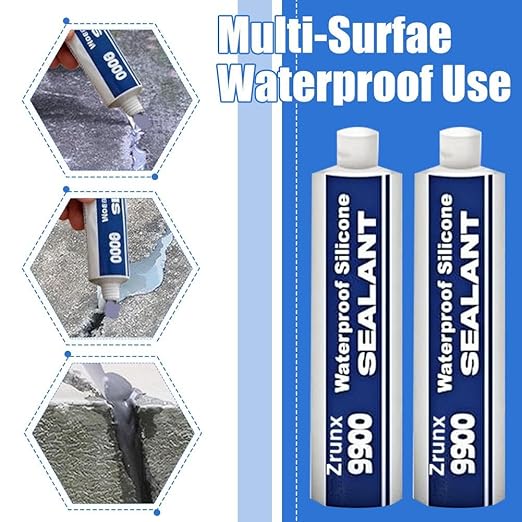 All-Purpose Super-Structural Sealant, Waterproof Adhesive 9900, 9900 Sealant Waterproof, Glue Strong Sealing Compound for Construction, Roofing, Bathroom & DIY Repairs (White)