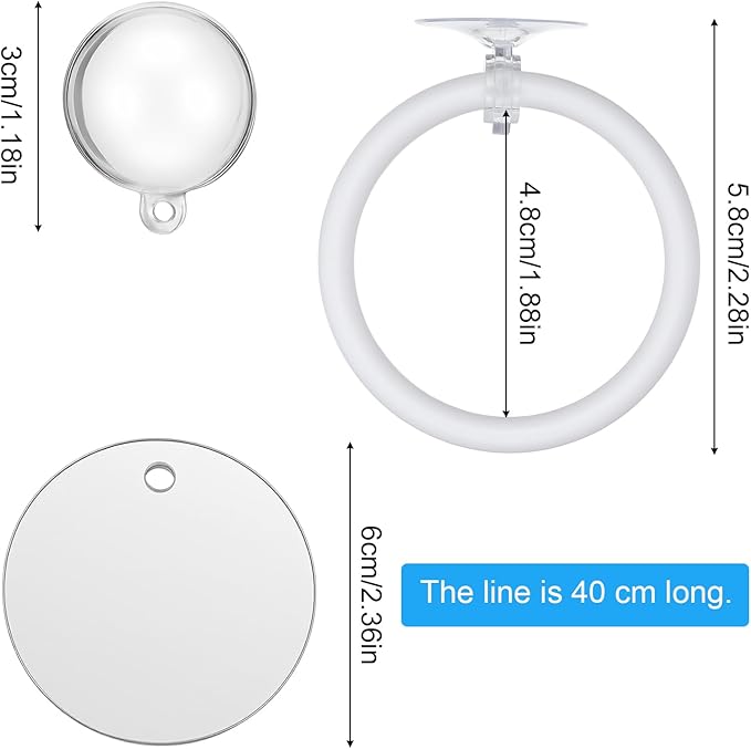 Xthrotsenk 2 Pcs Betta Enrichment Toys Betta Fish Toys Beta Exercise Ring Floating Mirror Set Fish Feeding Ring Bettas Tank Accessories for Aquarium Beta Tank