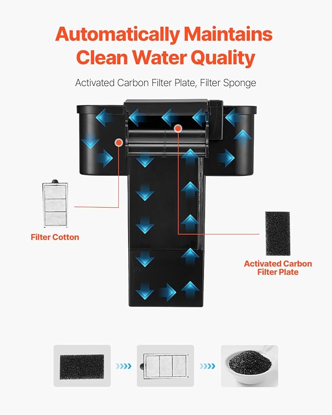 VEVOR Fish Tank Aquarium, 3.5 Gallon, Arch Design, Ultra-Clear GPPS Smart Tank with Adjustable 3-Color Lighting, Self-Cleaning System for Freshwater & Saltwater Fish - Home, Office Use