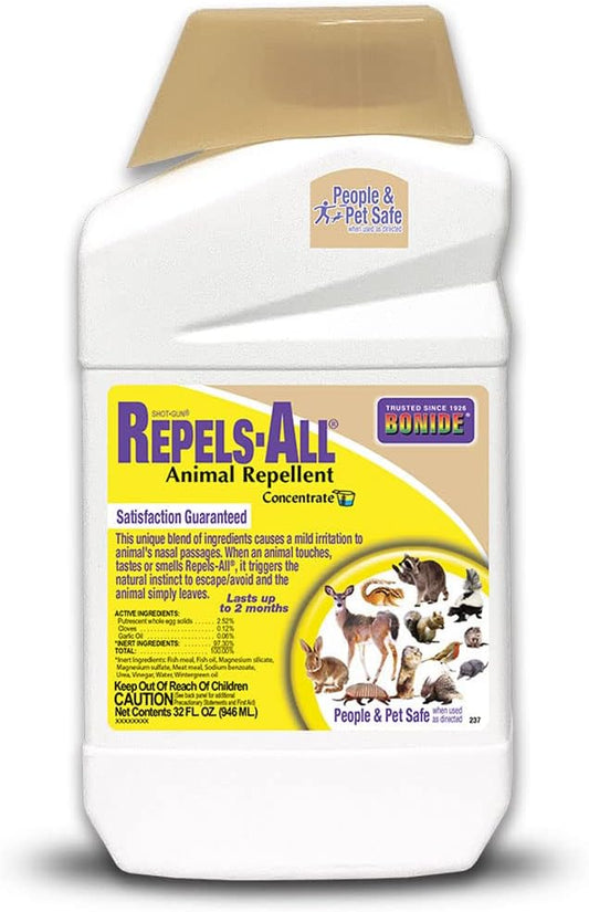 Bonide Repels-All Animal Repellent, 32 oz Concentrate, Long Lasting Outdoor Garden Deer Repellent, People and Pet Safe