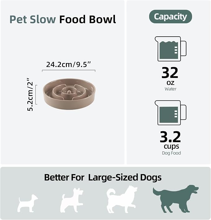 Havniva Dog Bowls Slow Feeder, Ceramic Slow Feeder Dog Bowls for Fast Eater | 3.2 Cups Dog Food Bowl Puzzle Feeder, Slow Feeding Bowls for Large Dogs, Non-Slip Base, Anti-Choking