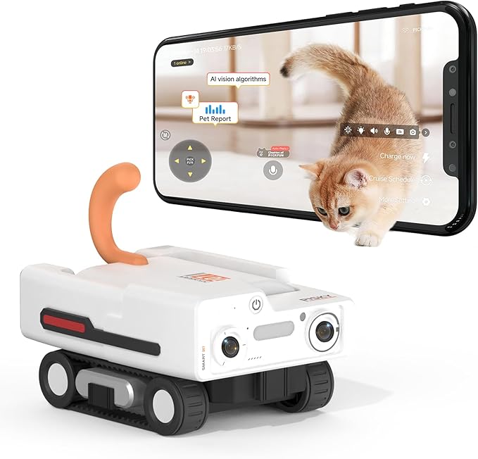A3 AI Pet Companion Robot Pet Robot Camera Automatic Pet Tracking | Plastic | Pet, Child, Security, Elderly | Auto obstacle avoidance, Auto Recharge | 2K