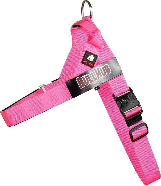 Adjustable Dog Harness– No Pull, No Choke – for English Bulldogs, French Bulldogs, Pugs & Broad-Chested Breeds – Easy, Safe Walks (NEON Pink, Small)