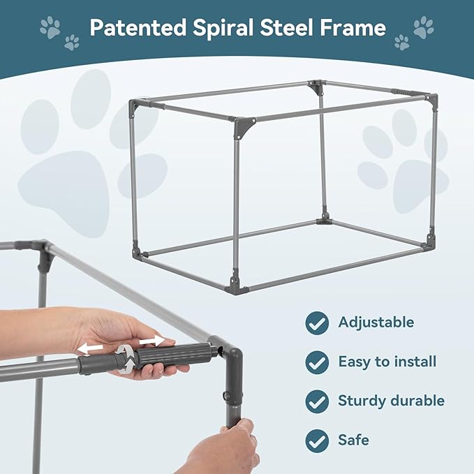 PETSFIT 40" Soft Portable Dog Crate – Patented Spiral Sturdy Frame, Collapsible Travel Kennel for Large Dogs, 3 Mesh Door, Lockable Zippers, Indoor & Car Use Red