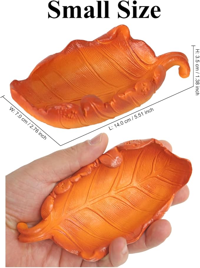 Food/Water Dish for Reptiles, Amphibians and Other Little Critters Water/Food Bowl, Made from Premium Resin (Yellow Leaf Bowl)