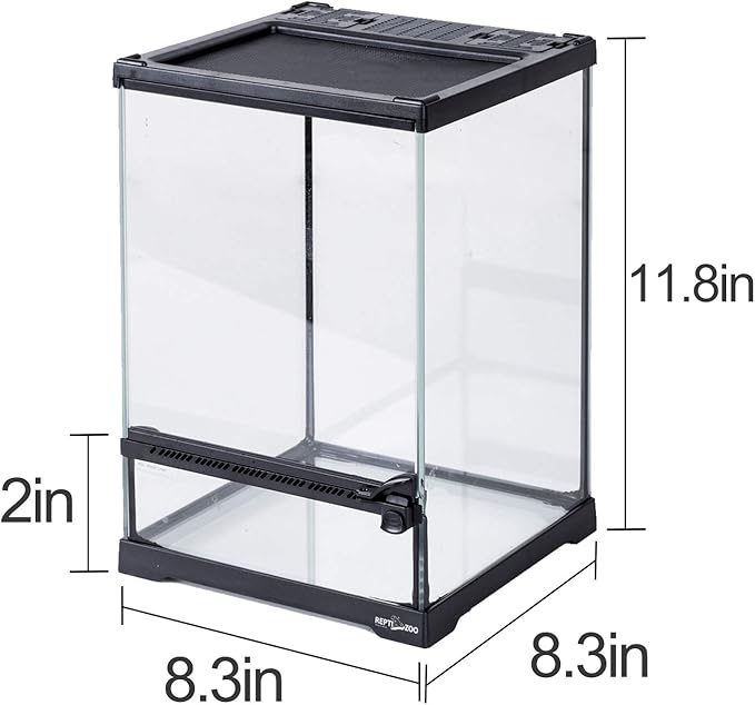 REPTI ZOO Mini Reptile Glass Terrarium,Front Opening Door Full View Visually Appealing Mini Reptile or Amphibians Glass Habitat