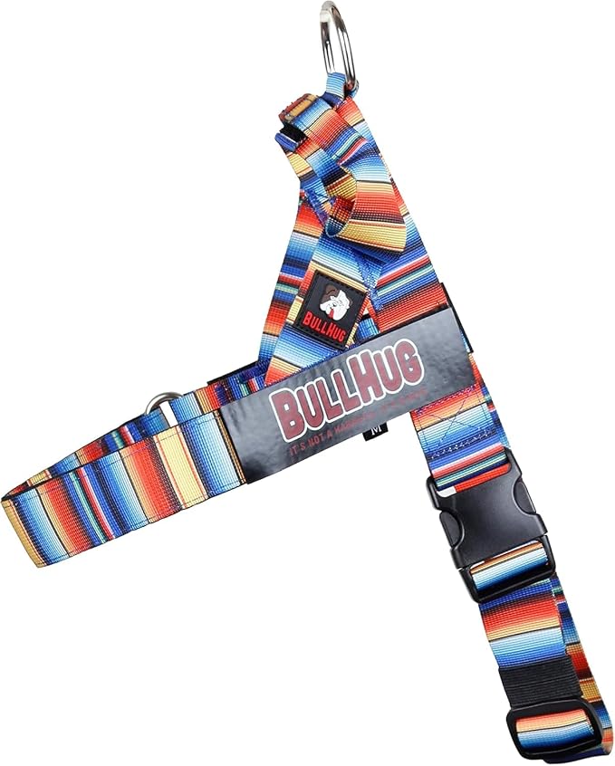 Adjustable Dog Harness– No Pull, No Choke – for English Bulldogs, French Bulldogs, Pugs & Broad-Chested Breeds – Easy, Safe Walks (Fiesta, Medium)