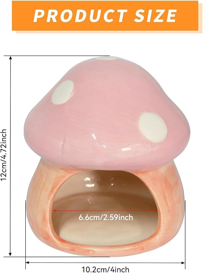 Saim Ceramics Mushroom House Aquarium Decor, Betta Fish Tank Accessories Landscape Decoration, Small Shrimp Goldfishes Habitat Hut Pleco Smalland Breeding Hide Caves Toad House - Pink