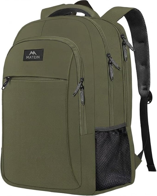 MATEIN 15.6 Inch Travel Laptop Backpack, Sturdy Computer Backpack for Women Men, Lightweight Fashion Water Resistant Traveling Backpack Casual Daypack for College Offic, Green