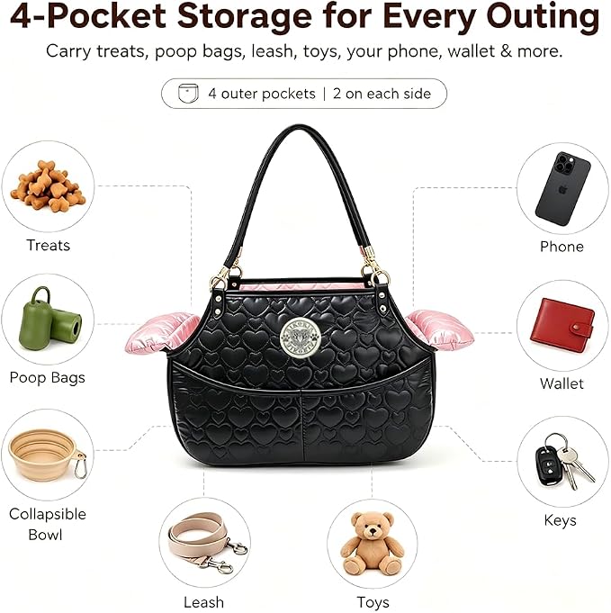 Dog Carriers for Small Dogs, Fashionable Design Puppy Purse - Waterproof and Scratch-Resistant, Soft Fur Pad, Pet Carrying Bag for Daily Use and City Walk and Travel
