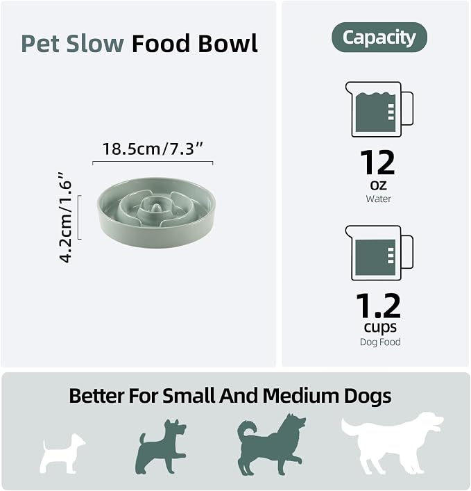 Havniva Dog Bowls Slow Feeder, Ceramic Slow Feeder Dog Bowls for Fast Eater | 1.2 Cups Dog Food Bowl Puzzle Feeder, Slow Feeding Bowls for Small & Medium Breed, Non-Slip Base, Anti-Choking