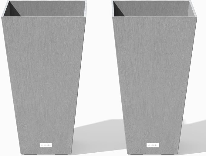 Veradek V-Resin Indoor/Outdoor Taper Planter, 2-Pack (24 inch, Gray)