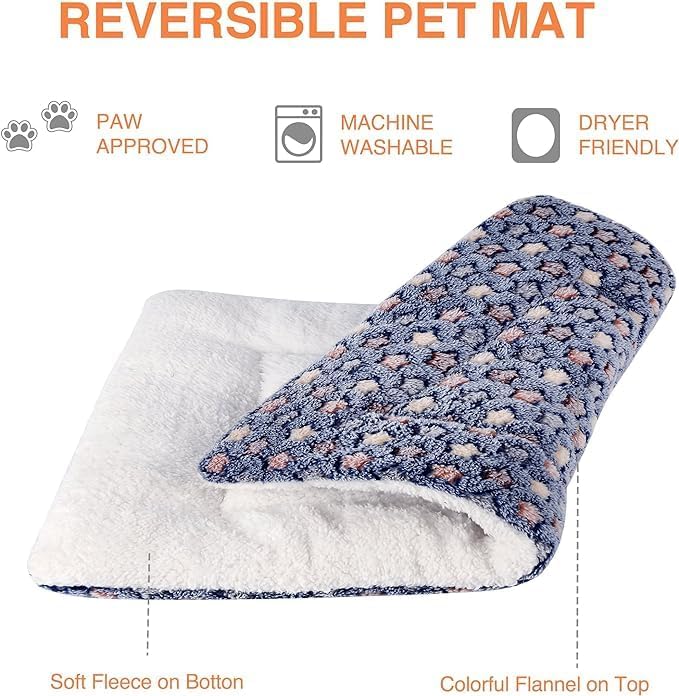 Mora Pets Cat Bed Dog Crate Pad Ultra Soft Pet Bed with Cute Star Print Washable Reversible for Small Dogs 14 x 17.5 inch 2 Pack Pink and Dark Blue