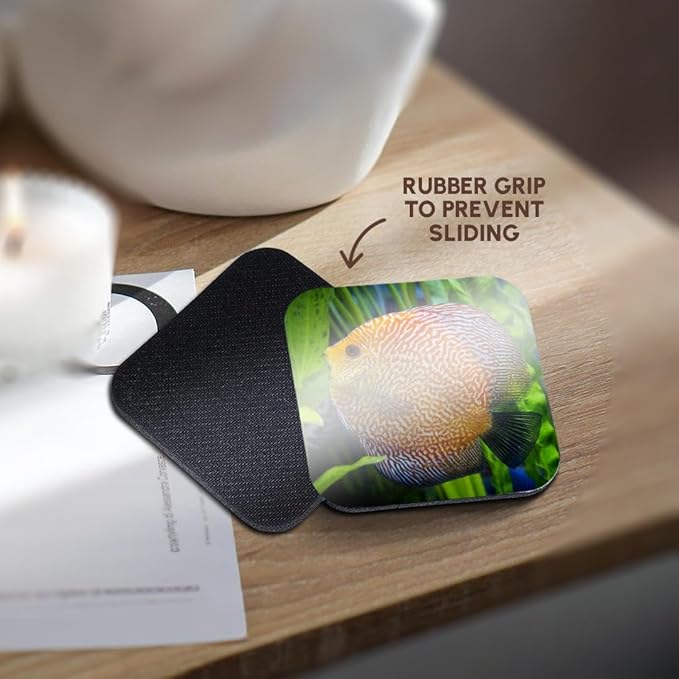 3dRose Super Pigeon Snakeskin Discus, Tropical Freshwater Fish Set of 8 Coasters - Soft