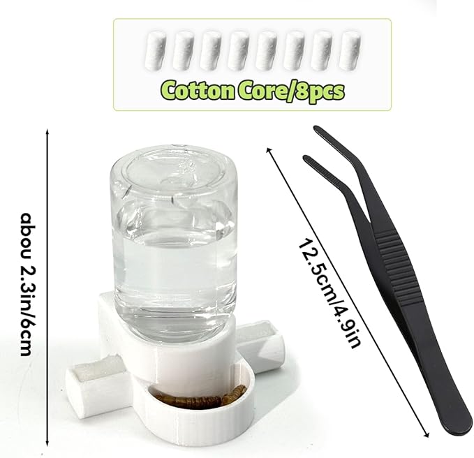 Jumping Spider Accessories, Jumping Spider Water Dispenser, Magnetic Hanging Feeder with Tweezers for Jumping Spiders, Tarantulas, Praying, Mantises (White)