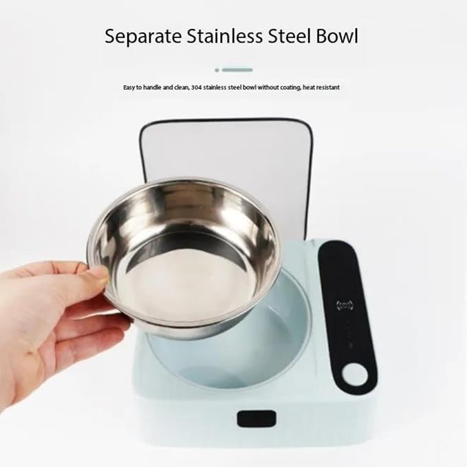 Automatic Pet Feeder with Motion-Sensor Activated Auto-Open Lid,Dustproof Stainless Steel Feeding Bowl Station for Cats and Small Dogs, Maintains Pet Food Freshness for Longer Time