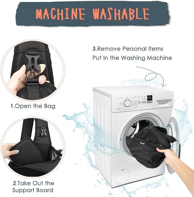 SlowTon Dog Sling Carrier, Hands Free Hard Bottom for Small Dogs up to 6 lb | Breathable Mesh Support, Adjustable Padded Strap, with Pocket Safety Belt, Machine Washable, for Short Legs Small Animal