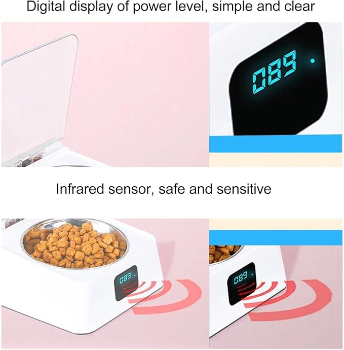 Removable Automatic Cat Feeder, Infrared Automatic Sensor Switch Cover with Transparent Lid, Proof Smart Automatic Pet Feeder for Cat, Camping, Wet Food
