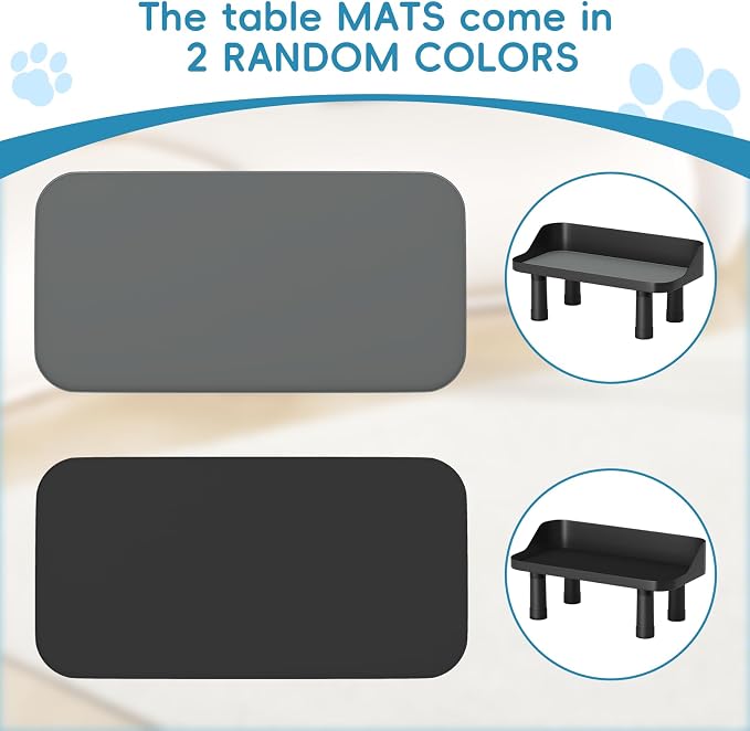 Raised Dog Food Bowl Stand Feeding Station Adjustable 16in Wide | 3 Adjuastable Heights, with Splash Gard, Pet Cat Large Dogs Universal, No Bowl Included