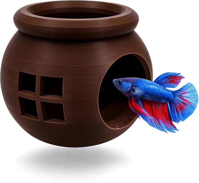 Floating Cozy Betta House, Natural Floating Betta Hide Out, Aquarium Hammock, Relaxing & Stress Relief, Suction Cup Included, 2.9" W x 2.6" H