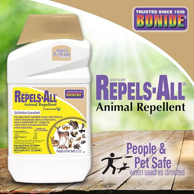 Bonide Repels-All Animal Repellent, 32 oz Concentrate, Long Lasting Outdoor Garden Deer Repellent, People and Pet Safe