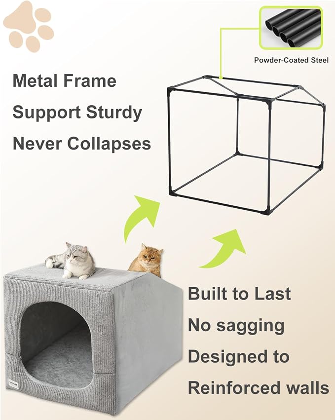 Hovicaed Indoor Dog House Large Sized Dog Tent with Covered Dog Bed 36x26in | Enclosed Dog Cave Bed With Washable Removable Cover-Pet Orthopedic Egg-Crate Foam Cushion Sturdy Frame For Inside Dog House