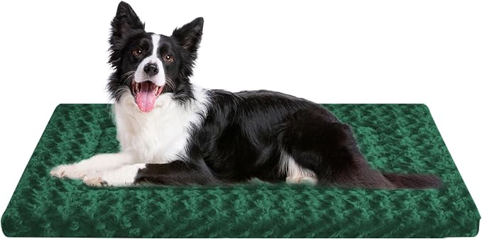 4 Pcs Washable Dog Bed Plush Orthopedic Outdoor Crate Mat with Non-Slip Bottom,Luxe Kennel Pad for Pets,Cozy Cage Cushion&Pet Sleeping Mattress Large Sized,Medium,Small Dogs,35 x 23 inch,Color Blend