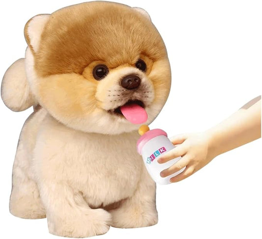 CU-MATE Interactive Dog Stuffed Animal Electronic Plush Pomeranian Simulation Puppy Realistic Toy Like-Real Robotic Nodding Barking Wagging Tail Present Pet for Toddler Boys