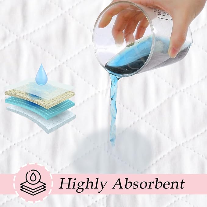 AbsorbEase® Washable Underpads Heavy Absorbency Reusable Bedwetting Incontinence Pads for Kids, Adults, Elderly, and Pets - Waterproof Pad for Bed, Couch, Sofa, Floor (34" x 36" (Pack of 4))