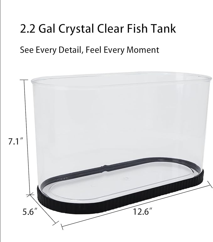 2.2 Gallon Fish Tank Kit, Small Aquarium Starter Tank with Filter and Light, Acrylic Nano Desktop Tank with Color-Changing LED & Decor - Complete Starter Kit for Betta Fish Shrimp Guppy Goldfish Beta
