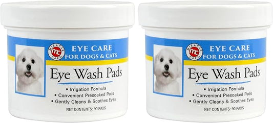 Miracle Care Eye Wash Pads,90 Use Pre-Soaked Pads to Gently Clean and Soothe Dog and Cat Eyes; Non Stinging Formula to Remove Eye Debris,(Pack of 2)