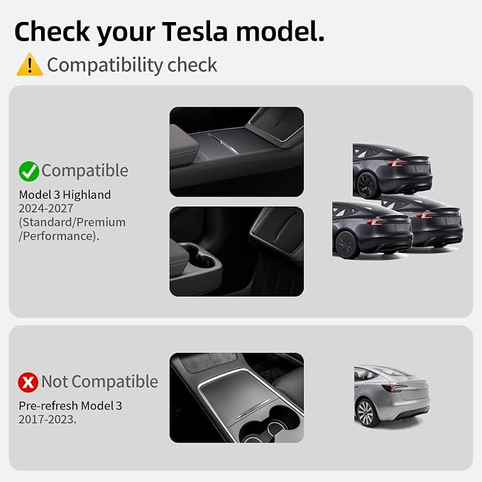 All Weather Cargo Liners for Tesla Model 3 Highland 2024/2025/2026 Accessories Trunk Mats,Frunk Rear Trunk Tray Mats