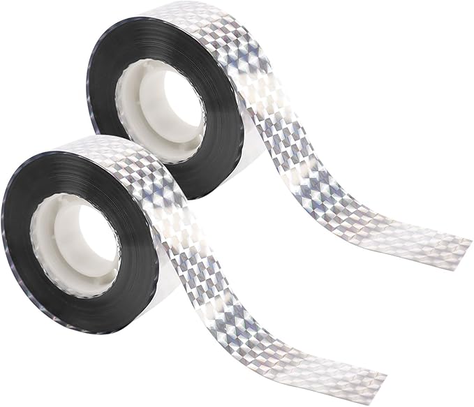 2 Roll Bird Scare Tape Ribbon Reflective Ribbon to Keep Birds Away from Garden Double Sided Holographic Birds Scare Tapes 328 Ft Bird Flash Tape Deterrent Tapes Outdoor Pigeon Woodpecker Repellent