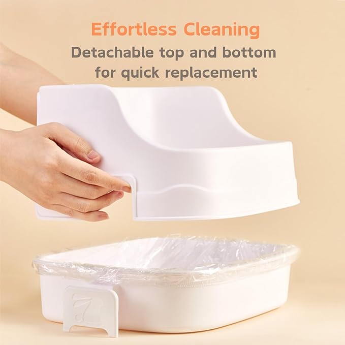 Rabbit Litter Box, Small Animals Litter Tray for Cage Detachable Bedding Litter Pan Potty Toilet Trainer Corner for Pet Rabbits Guinea Pigs Hamsters Chinchillas (White)