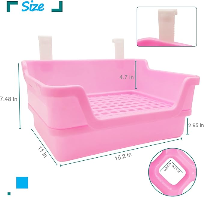 Hamiledyi Extra Large Rabbit Litter Box Pet Corner Toilet Small Animal Potty Trainer Huge Bunny Litter Pan with Plastic Grate Deep Dump Tray for Adult Guinea Pigs Ferrets Chinchillas