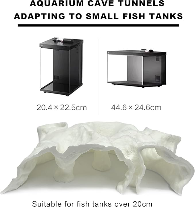 LIYAOLI 3D Printed Aquarium Cave Tunnel Hideout - Natural Under Gravel Decor for Pleco, Shrimp, Corydoras - Substrate-Friendly Sinking Base with Viewing Ports