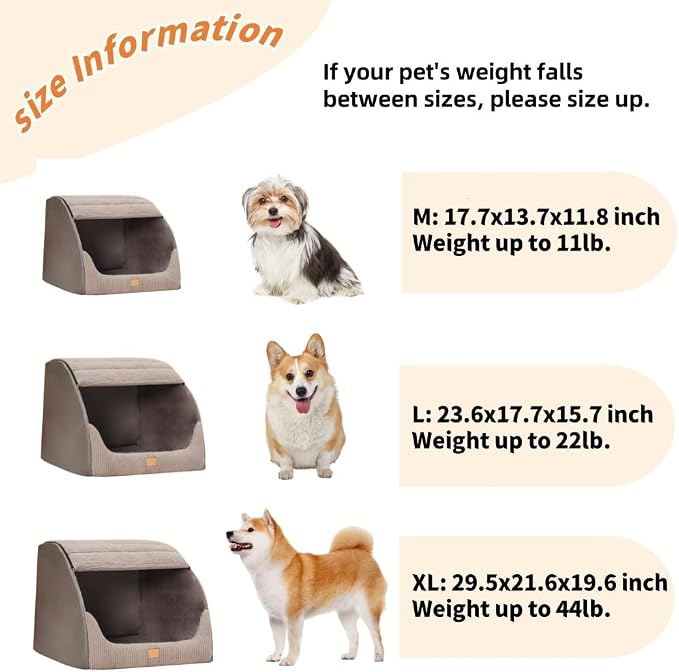 Large Dog House Indoor, Soft Plush Dogs Cave Bed Covered Pet Bed with Fluffy Washable Cushion, Portable Dog/Cat Pet Tent House for Medium Large Dogs (Grey, Medium)