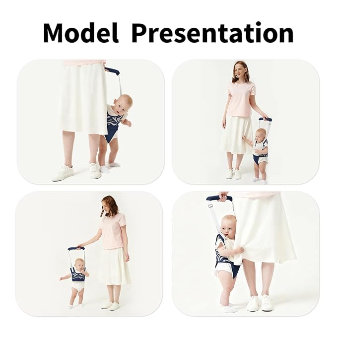 Baby Walking Harness - Handheld Toddler Walker Helper with Detachable Crotch, Adjustable Traction Strap, Breathable Fabric, Infant Walking Assistant Belt with for 9-24 Months (Blue)