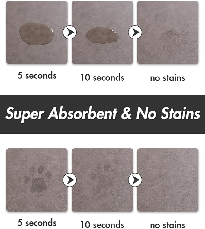 MontVoo-Absorbent Pet Feeding Mat-No Stains Pet Mat for Food and Water Bowl-Quick Dry Cat & Dog Food Mat Water Dispenser Mat-Pet Supplies Mat-Dog Water Bowl Mat for Messy Drinker,（Brown,17"x28"）