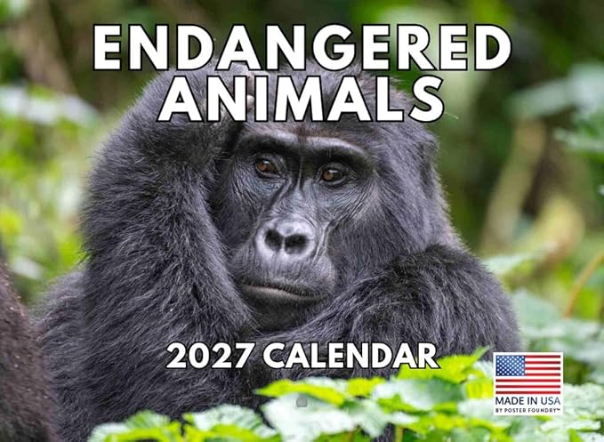 Endangered Animals Calendar 2027 Wildlife Monthly Wall Calender 12 Month