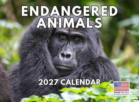 Endangered Animals Calendar 2027 Wildlife Monthly Wall Calender 12 Month