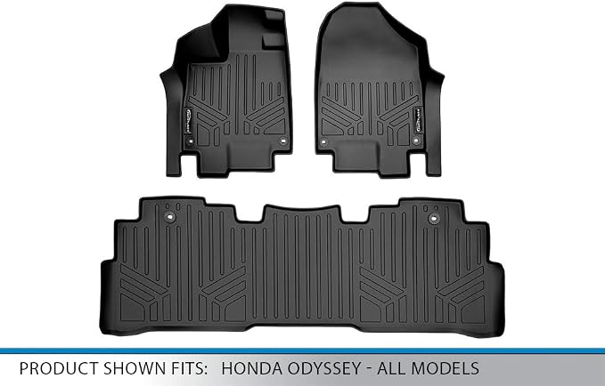 SMARTLINER Custom Fit Floor Mats 2 Row Liner Set for 2018-2025 Honda Odyssey